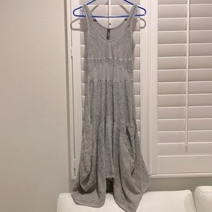 ONZ Italy Steel Blue Linen Tank Dress